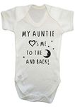 Danni Rose My Auntie Loves me to The Moon and Back Baby Vest Bodysuit boy Girl (0-3)