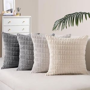 Topfinel Fundas de Cojines35x35 Decoracion Hogar 4 Piezas Funda para Cojin Sofa Cama Salon de Estar Dormitorio Sillas Jardin Habitación de los niños Pana Durable Gris Degradado