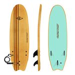 Osprey Pinstripe Foam Surfboard Soft Foamie Complete with Leash and Fins, High Spec Vacuum Sealed, Wood Effect, 6 ft