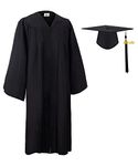 GradClassical Unisex Matte Graduation Gown Cap Tassel Set 2024 for High School and Bachelor (Black 54"(5'9"-5'11"))