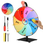 HOUSINN 12 Inch Spinning Prize Wheel,10 Slots Color Roulette Wheel with Dry Erase Marker and Eraser, Tabletop Win the Fortune Spinner for Party Pub Carnival Tradeshow Game