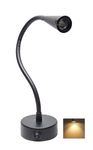 Mufasa 3 Watts Conical Black LED Bedside Wall Light Surface Mounted Spotlight Reading Light Night Lamp Long Arm 28Cm Gooseneck (Pack of 1) (Warm White)