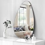 BATHSIR Irregular Wall Mirror 20"x30", Black Asymmetrical Bathroom Wall Mirror with Aluminum Alloy Frame Modern Mirror for Bathroom Bedroom Vanity Entryway