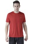 berge' Men Instadry Dryfit Round Neck Sports Tshirt for Badminton, Running Activity, Casual Plain Tshirt for Men's, Regular Fit Gym Wear Tees, Half Sleeve Tshirt for Men for Exercise (Red)