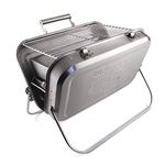 BRISA VW Collection - Volkswagen Portable Suitcase Grill with Grill Grate, Charcoal Catcher & Stainless Steel Handle in T1 Bus Design (Silhouette/Silver)