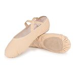 Girls Ballet Shoes Canvas Ballet Slipper Leather Split Sole Gymnastic Dance Flat Shoes for Women Children Adults Beige 6.5 UK