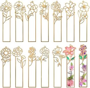 LET'S RESIN 12pcs Metal Bookmark Bezels for Resin with Tassels, UV Resin Molds for DIY Bookmarks, Flower Bookmark Bezels Kit for Craft Supplies & Wind Chime Accessories, Gifts for Book Lover