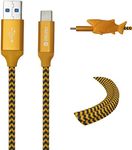 Iwotto USB Type C Cable 1M - Fast Charge and Sync for Mobile - USB 3.0 Orange - Durable Nylon and Shark Cable Protector Included - Compatible with Samsung, Xiaomi, Huawei, PS4, Xbox