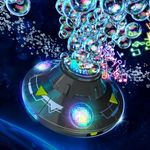 Ivtivfu UFO Dancing Bubble Machine (Grey), Automatic Rotating Bubble Machine with Lights and Music for Parties, Flying Saucer Bubble Blower with Obstacle Avoidance, Gift for Age 3 4 5 6 7 Kids