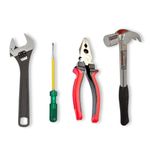 GIZMO Hand Tools, Hand Tools Kit, Hand Tools Kit For Home Use, Hand Tools Set, Tools Combo With 10" Adjustable Wrench, Combination Plier, Claw Hammer & 2-in-1 Screwdriver