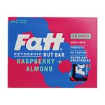 Fatt Keto Nut Bars - (Raspberry & Almond, 4 Pack) - 2g Carbs - 100% Natural, Low-Carb, Gluten Free Clean Keto Snack Bars with Super Fats - High Fibre, Low Sugar, Sweetener Free & Vegan - Aka Fattbar