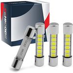 VehiCode 28mm 29mm LED Fuse 6614F 6612F 6615F TS-14V1CP LED Festoon Bulbs Kit 6 SMD-2835 Chips 6000K White for 12V Car Interior Sun Visor Vanity Mirror Dome Light Lamp Replacement (4 Pack)