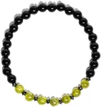 Joyfulmuze Men Gemstones Stretch Bracelet, Peridot Hematite Black Tourmaline, Handmade Spiritual Jewelry for Men, Natural Black Green Gems, Healing Chakra Bracelet, Fits 7-8.5" (peridot tourmaline)