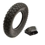 PetrolScooter Heavy Duty Tyre and Inner Tube 4.00-8 8 Inch 6 Ply Off Road Knobbly Tread 400-8 Compatible Replacement For Wheelbarrow Barrows Tire Tube