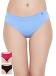 C9 Airwear Women's Comfortable Seamless Panty - Pack of 3 (Red, Black, Blue, L)