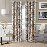 Elrene Home Fashions Room Darkening Grommet Linen Single Panel Window Curtain Drape, 52"x 95", Gray/Gold