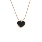 Hey Bae Heart Shape Pendant for Women | Women's Necklaces | Necklace with Pearl, Gold Chain | Women's Jewelry Set | Flower Pendant Chain for Women and Girls (Black)