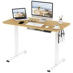 FLEXISPOT Electric Height Adjustable Standing Desk 120 * 60cm Sit Stand Desk Adjustable Desk Stand Up Desk with Cable Tray Backpack Hook Memory Smart Pannel EF1 SERIES(White Frame+Maple Desktop)