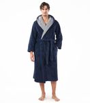 DAVID ARCHY Men's Bath Robe Luxury Soft Dressing Gown Ultra Soft Warm Collar Long Bathrobe Loungewear and Nightwear