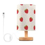 Cute Strawberries White Table Lamp Small Desk Light USB Desk Lamp LED Bedside Lamps for Living Room Office Bedroom Reading Night Stands Farmhouse Gifts Home Decor 1 Pack