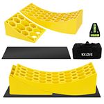 KGDJS Camper Levelers 2 Pack - RV Leveling Blocks for Travel Trailer Include 2 Curved RV Levelers with 2 Camper Wheel Chocks, 2 Mats,1 Level,1 Bag, Heavy Duty Leveler Works for Camper Up to 35,000 LBs