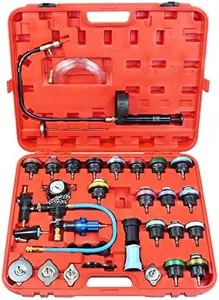 YSTOOL Radiator Pressure Tester Coolant Vacuum Refill Kit 33PCS Automotive Cooling System Leak Test Pneumatic Water Tank Purge Fill Tool Set with Gauge Adapter Cap Universal for Auto Car Airlift