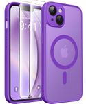 CAPRARO Magnetic for iPhone 14 Case, [Compatible with MagSafe] [Full Camera Protection] [14FT Drop Protection] Shockproof Protective Slim Translucent Matte Phone Case for iPhone 14, Neon Purple