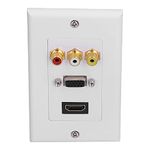 Garosa HDMI with 3RCA Jack Composite Combo Wall Plate Home TV AV Outlet Audio Video Wall Plate Face Cover Plate Panel (1 Hdmi+ 3 RCA + 1 Vga),Switches Sockets Accessories