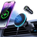 WOCBUY Wireless Car Charger, Compatible with Magsafe Car Mount Charger, Auto-Alignment Fast Charger, Magnetic Phone Holder Car Compatible with iPhone 16/15/14/13/12 Series (QC3.0 Car Charger Included)