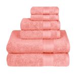 Trident Soft Comfort Air Rich Towels for Bath, 100% Cotton Towel, Super Soft, Highly Absorbent, 6 Pieces Towel Set, 500 GSM - Coral Haze