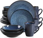 vancasso Bubble Blue Dinner Set, Reactive Glaze Dinnerware Tableware, 20-Piece Dinner Service with Dinner Plate, Dessert Plate, Cereal Bowl, Soup Plate and Mug, Service for 4