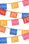 Talking Tables Colourful Papel Picado Bunting (4m) – Boho Mexican Party Decorations for Cinco De Mayo, Encanto Theme, Fiesta, Paper Garland for Garden, BBQ, Summer Birthday