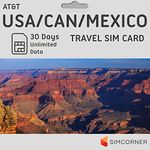 Mexico/USA Canada SIM Card for Travel (5G/4G Data, 30 Days) - Data SIM Card w/Unlimited Calls/SMS to US, Canada, Mexico iPhone Mobiles – 3-in-1 Standard, Micro, Nano SIM Card – AT & T SIM Card