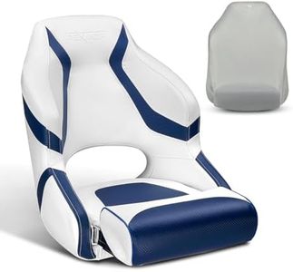 PEXMOR Premium Sport Flip Up Boat Seat Captain Bucket Seat with Boat Seat Cover, Waterproof Boat Captain Chair Aluminum Hinges Stainless Steel Screws Included Captain