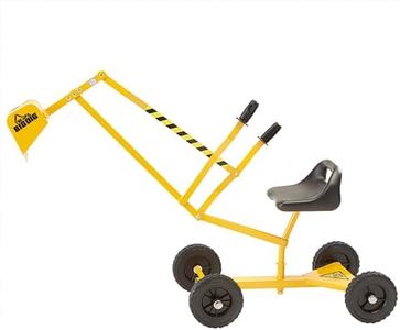 The Big Dig and Roll Big Dig Sandbox Digger Excavator Crane with 360° Rotation with Base, Great for Sand, Dirt and Snow | Steel Outdoor Play | Beach Toy | Yellow | Age 3+