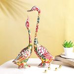 Collectible India Pair of Kissing Duck Showpiece Swan Love Birds Couple Statue Set Metal Bird Pair (Male - Female) Romantic Feng Shui Idol Wedding Gift & Home Decor