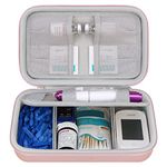 Elonbo Diabetic Supplies Travel Case, Glucose Meter Portable Storage Bag, Insulin Pen and Medication Carrying Case for Glucose Meters, Insulin Pen, Test Strips, Lancets, Syringe, Needles, Rose Gold.