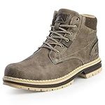 CC-Los Men's Winter Snow Boots with Sherpa Fleece Lining Waterproof Slip-Resistant Insulated Grey Size 12-12.5