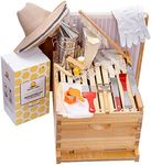 Honey Lake 8 Frame Bee Hive Starter Kit and Beekeeping Supplies, Beeswax Coated Bee Boxes and Frames Starter Kit with Beehive Tool Kit Includes Bee Smoker Beekeeper Hat