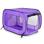 Beatrice Home Fashions Portable, Collapsible, Pop Up Travel Pet, Cat and Dog Kennel, 40" L x 27" W x 27" H, Purple