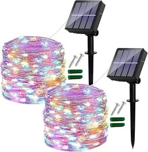 Ligarko Solar Fairy Lights Outdoor, 2 Pack Total 240 LED/80FT Garden Lights Solar Powered Waterproof, 8 Modes Copper Wire Decorative Solar String Lights for Trees, Garden, Party (Multi-Coloured)