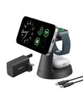 Anker MagGo Magnetic Wireless Charger (Dock Stand), 3-in-1 Qi2 Certified 15W MagSafe Compatible Wireless Charger, For iPhone 17/16/15/14/13 Series, Apple Watch, AirPods Pro, and More (Adapter Included
