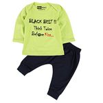 Piku Store Kids Multi-Color Hosiery Full Sleeves T-Shirt & Lower Set (2-3 Years, Lime Green & Black)