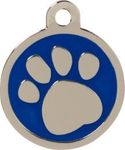 BWM Designer Customised Fashion Pet ID Tags Dog Tags | Dog Tag for Pets Laser Engraved & Personalised | ID Tags for Dogs & Cats | Durable & Strong Steel Split Ring - Blue Paw, Medium