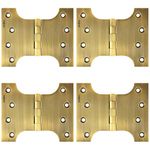 Brass Parliament Hinges 4″ x 4″ x 4 mm | Brass Hinges for Doors and Cabinets | Wide Opening Hinges 4 inches | Extended Hinges | with Screws (4, Antique Brass)