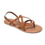 Colgo Women's Summer Strappy Flat Sandals, Adjustable Casual Fisherman Sandal with Open Toe Slingback Gladiator Sandals, Brown, 8.5