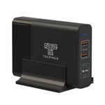 TECPHILE 150W GaN Multi-Port Fast Charger Type C USB Compatible with All iPhones, Android Smartphones & Laptops (MacBook & Windows) with Dual Removable Pins for India & Europe/USA