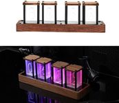 kyaoayo Nixie Tube Clock, Nixie Tube Clock with 16 Million Colours RGB LED SE Digital Alarm Clock Nixie Tube Clock Simulation Vintage Table Clocks Desk Decoration Gift