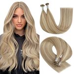 YoungSee U Tip Highlight Hair Extensions Human Hair Golden Blonde and Blonde U Tips Hair Extensions Blonde U Tip Human Hair Extensions Blonde Keratin Hair Extensions Human Hair for Women 18In 1G/S 50G