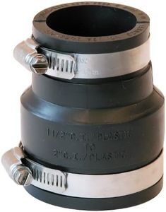 Fernco Inc. P1056-215 Flexible PVC Pipe Coupling Cast Iron, Plastic or Steel Plumbing Connections, 2" x 1-1/2", Black